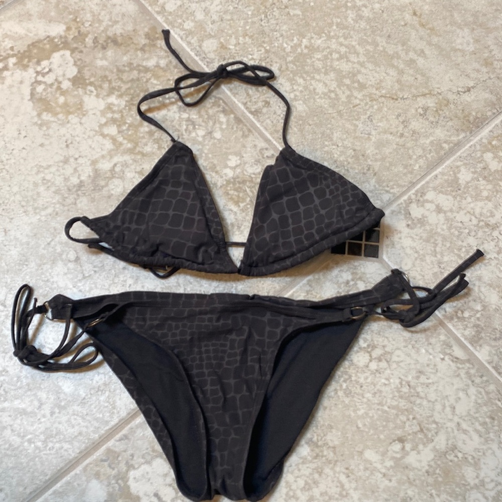 Black animal reptile skin bikini